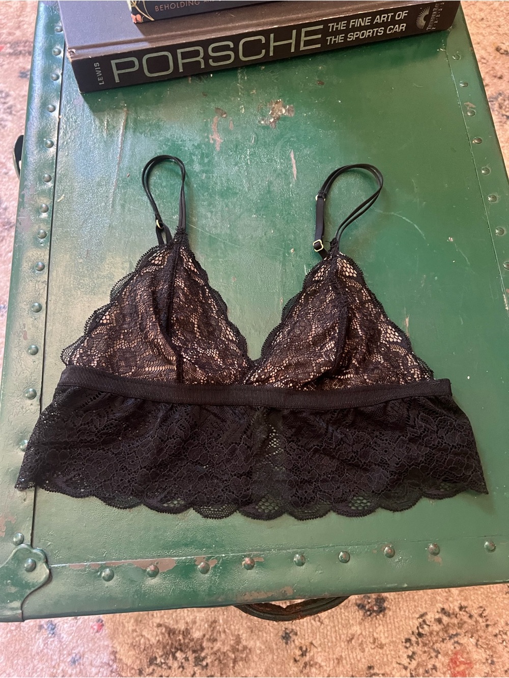 Madewell Black Lace Bralette with Scalloped Hem Lacey size Small